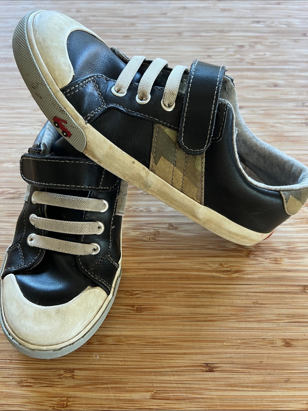 See Kai Run Black and Cream Kids Sneaker with Velcro Strap